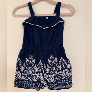 Janie and Jack Navy Blue Girls Romper
